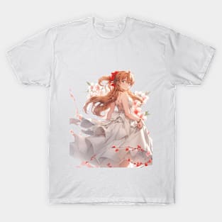Asuka Langley Soryu evangelion Illustration white dress T-Shirt